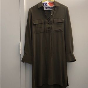 Club Monaco lace up olive dress